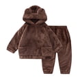 thumbnail image 3 of Kids Toddler Boys Girls Winter Clothes Warm Fleece Hooded Pajamas Sleepwear 2 Piece Loungewear Set, Size 1-7 Years, 3 of 5