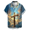 thumbnail image 4 of Yaoyar Mens Hawaiian Christian Shirts Cross Jesus Lapel Button Down Short Sleeve Beach Shirt Summer Tops Vacation Casual Fashion, 4 of 6