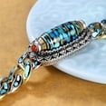 thumbnail image 5 of YUHAOTIN Nine Eyed Dzi Bead Bracelet Tibetan Style Transfer Rotating Nine Eyes Dzi Beads Bracelet Meditation Good Luck Bracelet Turquoise Bead Bangle Boho Bracelets for Women Stackable with Peace Sign, 5 of 9