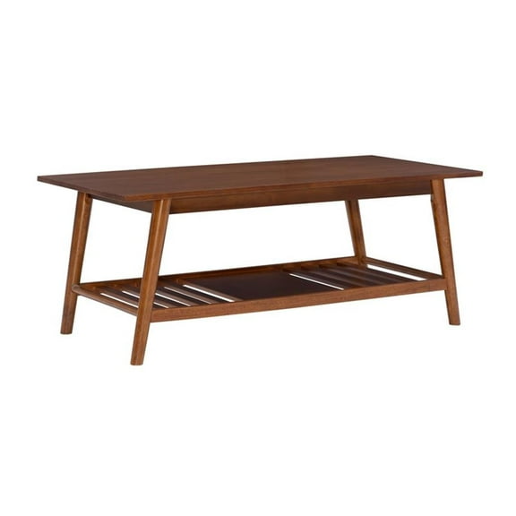 Maklaine Elegant Wood Mid-Century Coffee Table in Brown Finish