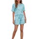 thumbnail image 2 of Guardurnaity Conjunto de 2 piezas de camiseta, quinto pantalón, traje informal para dormir, algodón cómodo, traje de moda de piezas, elegante, Yoga, Prendas para la parte del cuerpo Azul s Guardurnaity AP011066-06, 2 of 6
