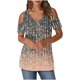 thumbnail image 2 of Puntoco Liquidación de blusas cortas para mujer, blusas estampadas para mujer, blusas de manga corta con escote en V y hombros descubiertos, blusas de moda, 2 of 5