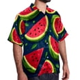 thumbnail image 2 of Watermelon Men's Short Sleeve Beach Shirts Poplin Spread Collar Tops Casual Printed Button Down Summer Unisex, 2 of 6