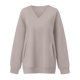 thumbnail image 3 of Casual V Neck Long Sleeve Sport Tunics Sweatshirt with Pocket for Women Solid Color Oversized Pullover Top Streetwear khaki 2XL, 3 of 4