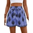 thumbnail image 3 of Women'S Floral Printed Shorts Elastic High Waist Wide Leg Flowy Boho Shorts M, 3 of 8