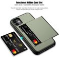 thumbnail image 2 of iPhone 11 Case with Card Holder Heavy Duty Protective Dual Layer Shockproof Hidden Card Slot Slim Wallet Case for iPhone 11 for Men&Women(Green), 2 of 13