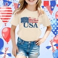thumbnail image 2 of Byoo Tee Shirt for Big Girl American Flag USA Graphic Crew Neck Casual T-Shirt 4th of July Top for Children， 8-9 Years, 2 of 4