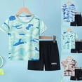 thumbnail image 4 of TOWED22 Toddler Baby Boy Summer Clothes Short Sleeve T-Shirt Tops Shorts Set 2Pcs Casual Outfit Green,4-5 Y, 4 of 6