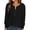 Black, variant on Women's Waffle Knit Half Button Long Sleeve Top, Crewneck Casual Pullover with Adjustable Front Placket, Lightweight Textured Blouse for Spring Fall Layering Daily Wear Beige L