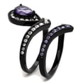 thumbnail image 4 of Luxe Jewelry Designs 2-Piece Women's Stainless Steel Wedding Ring Set with Clear and Amethyst CZ,, 4 of 4