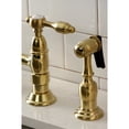 thumbnail image 4 of Kingston Brass KS1277TALBS Tudor Two-Handle 4-Hole Deck Mount Bridge Kitchen Faucet with Brass Side Sprayer in Brushed Brass, 4 of 8