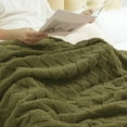 thumbnail image 4 of Exclusivo Mezcla Fleece Throw Blanket for Couch, Super Soft Warm Lightweight Checkered Pattern Blanket for All Seasons, Olive Green, 50"x60", 4 of 8