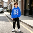 thumbnail image 5 of TIREOW Boys and Girls Sweatsuit Set Long Sleeve Hoodie Sweatshirt Jogger Pants with Colorful Heart Print Kids Unisex Streetwear 2 Piece Set, 5 of 7