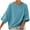 Blue, variant on Aofany Women's Cotton Linen 3/4 Sleeve Tops Solid Color Summer Casual Crew Neck Loose T Shirts Lightweight Basic Tunic Tees Blouses