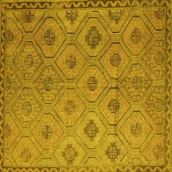 Ahgly Company Machine Washable Indoor Square Southwestern Yellow Country Area Rugs, 8' Square