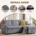 thumbnail image 4 of Pingliang Home Pull Out Sleeper Sectional Sofa Bed with Storage Chaise, Convertible L Shaped Couch with Side Pockets,Modern Linen Reversible Sofa Couch for Living Room Apartment Office Studio, 4 of 8