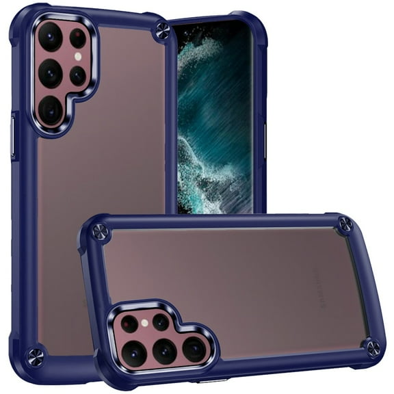 For Samsung S23 Case Hybrid Phone Cover with Metal Buttons and Raised Camera Lip