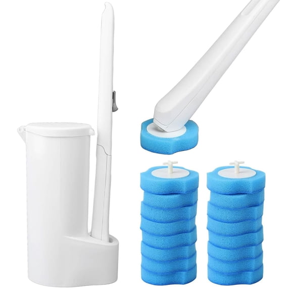 GARITIN Toilet Wand with 16 Refills for Toilet Cleaning, Disposable Toilet Brush Set with Holder for Toilet, Bathtub, Sink