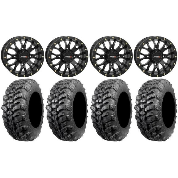System 3 ST-3 Black 14" Wheels 27" Sniper 920 Tires Honda Pioneer