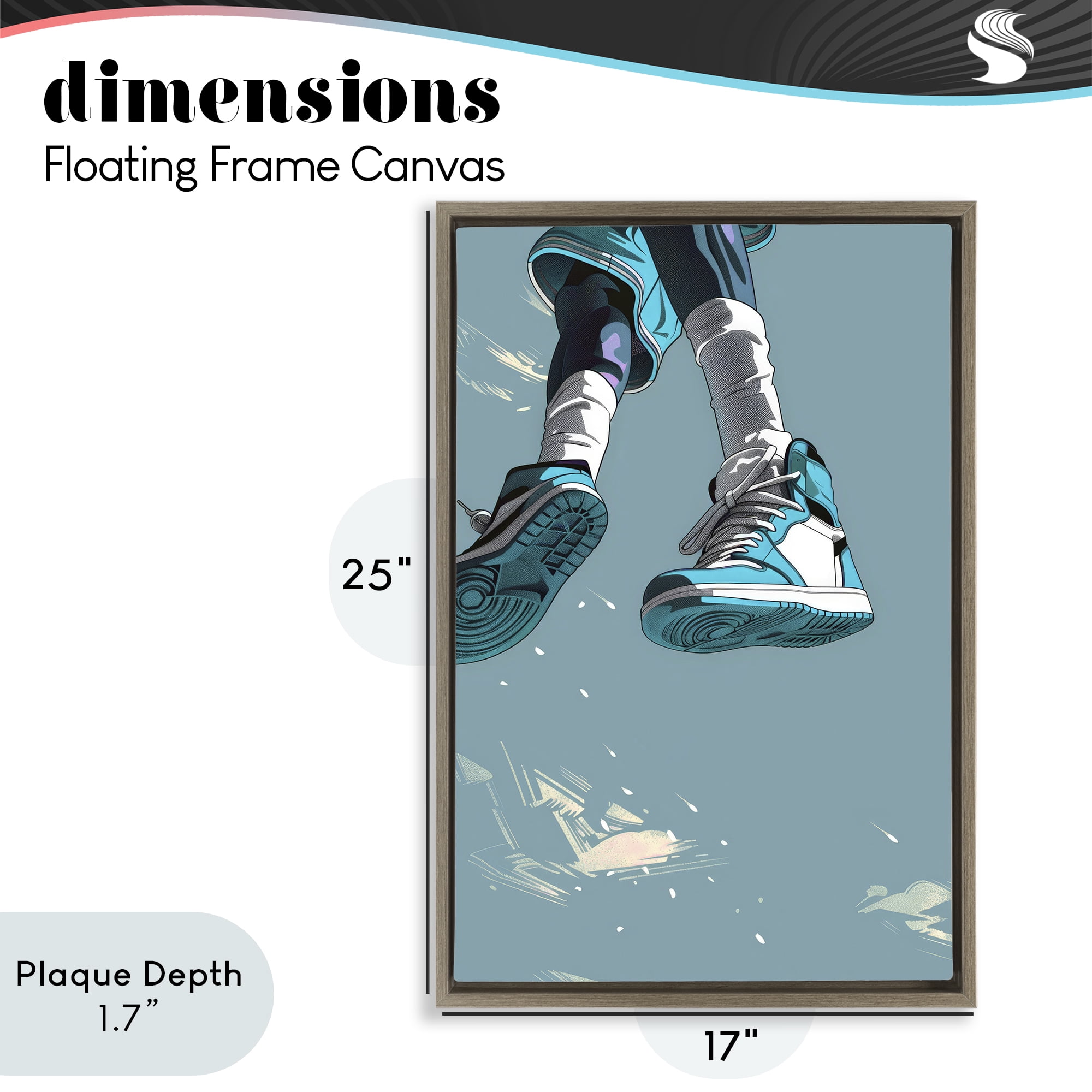 Stupell Industries Sporty Jump with Sneakers Brown Framed Floater Canvas Wall Art, design by Ray Powers