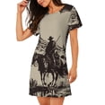 thumbnail image 2 of Xecao Western Desert Cowboy pour Femmes, Chemise de Nuit Ample, Manches Courtes, Décontractée, Imprimée, 2 of 6