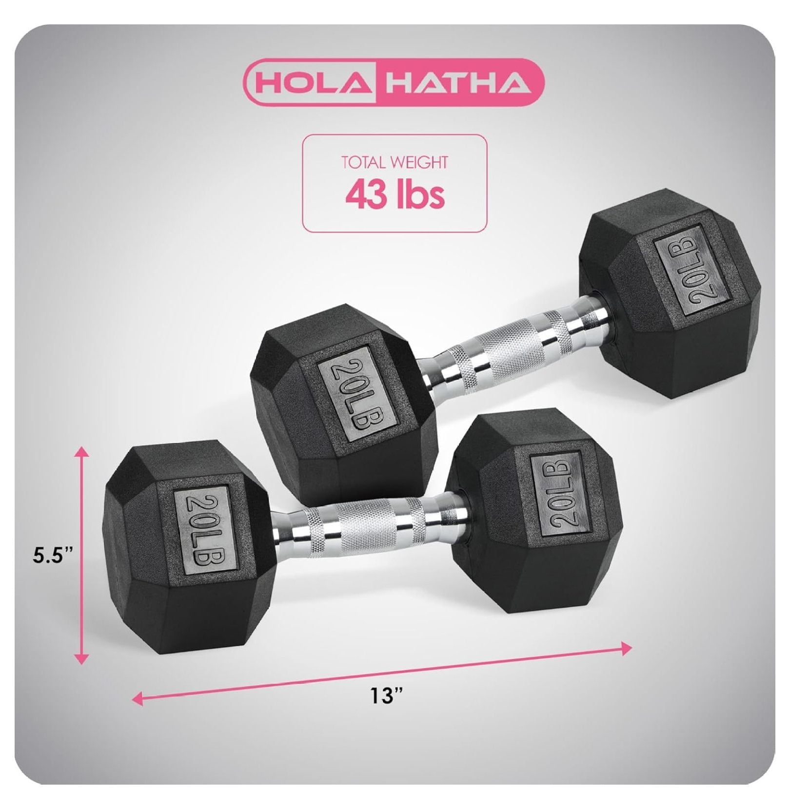Iron Hexagonal Cast Exercise Dumbbell Free Weight with Contoured Textured Grip for Home Gym Exercise and Strength Training