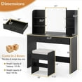 thumbnail image 3 of Costway Makeup Vanity Desk with Lighted Mirror Charging Station 3-Color Dimmable LED Lights Black, 3 of 9