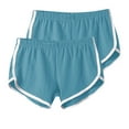 thumbnail image 2 of YOIAVAIOY 2 Pack Womens Lightweight Shorts Dolphin Booty Athletic Gym Sports Shorts Yoga Lounge Running Shorts Light Blue L, 2 of 3
