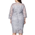 thumbnail image 4 of GORHGORH Women Plus Size Dress Lace 3/4 Sleeve Round Neck Solid Color Wedding Dinner Party Ball Gown, 4 of 4