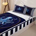 thumbnail image 2 of Erosebridal Sea Octopus Zipper Full Size Comforter Sets with Fitted Sheet and 2 Pillowcases, Marine Stripe Zipper Bedding Set, Reversible, 2 of 7