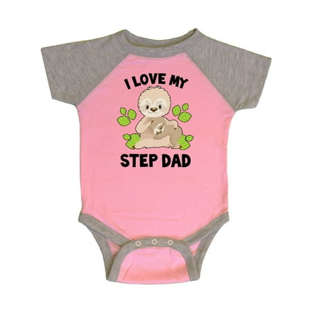 

Inktastic Cute Sloth I Love My Step Dad with Green Leaves Gift Baby Boy or Baby Girl Bodysuit