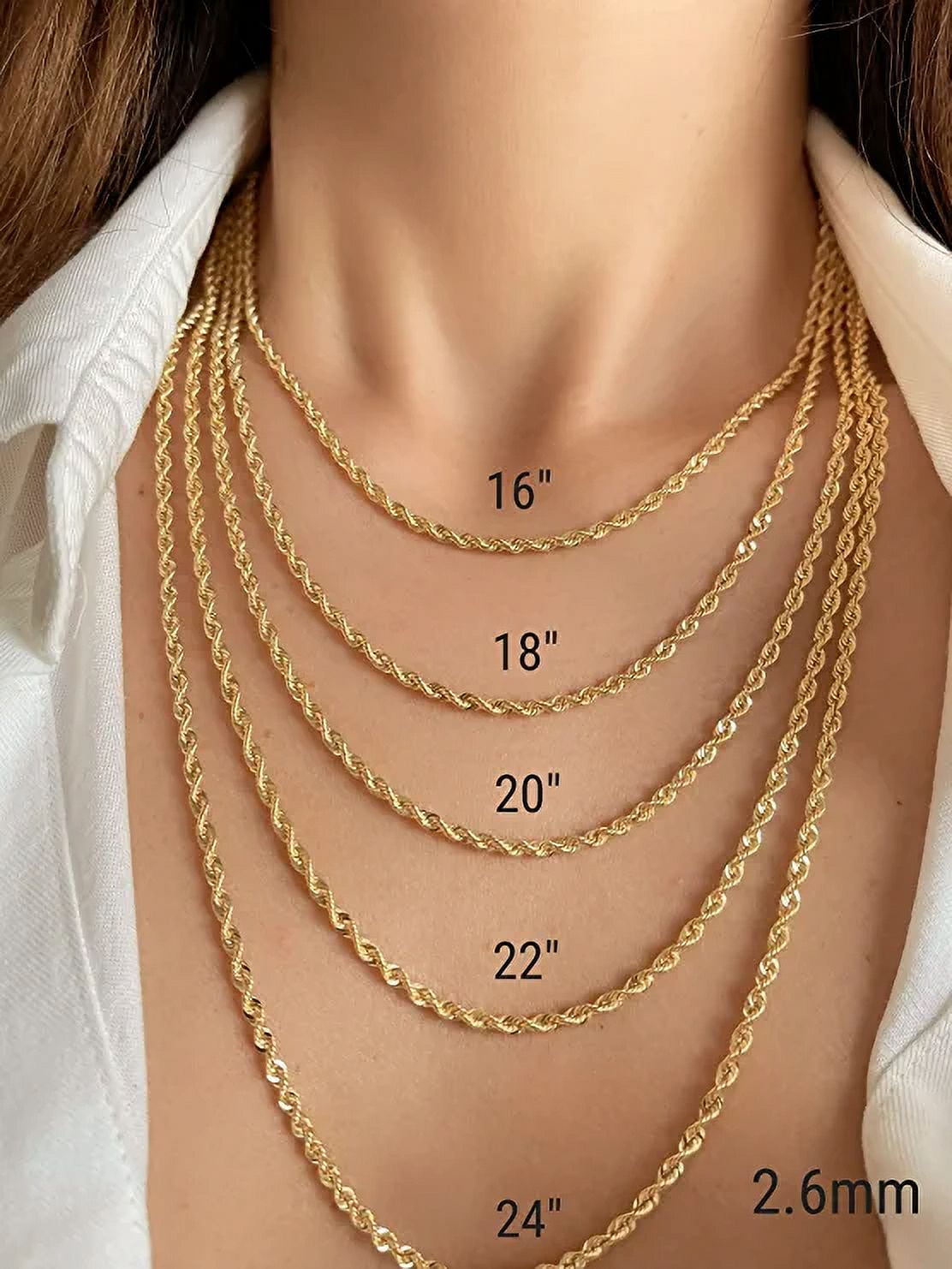 18 inch gold rope necklace deals