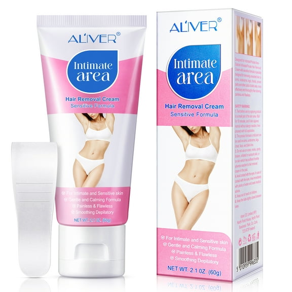 Aliver Hair Removal Cream for Intimate Area,Hair Removal Cream for Unwanted Hair on Arms,Underarms,Legs and Private Areas(2 oz)