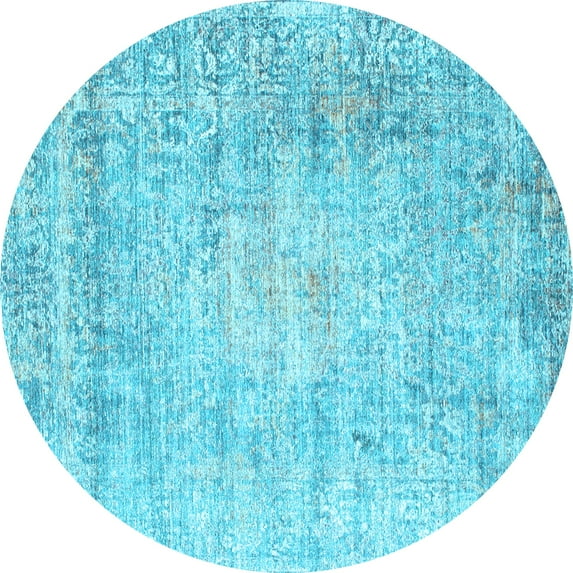 Ahgly Company Indoor Round Persian Light Blue Traditional Area Rugs, 4' Round
