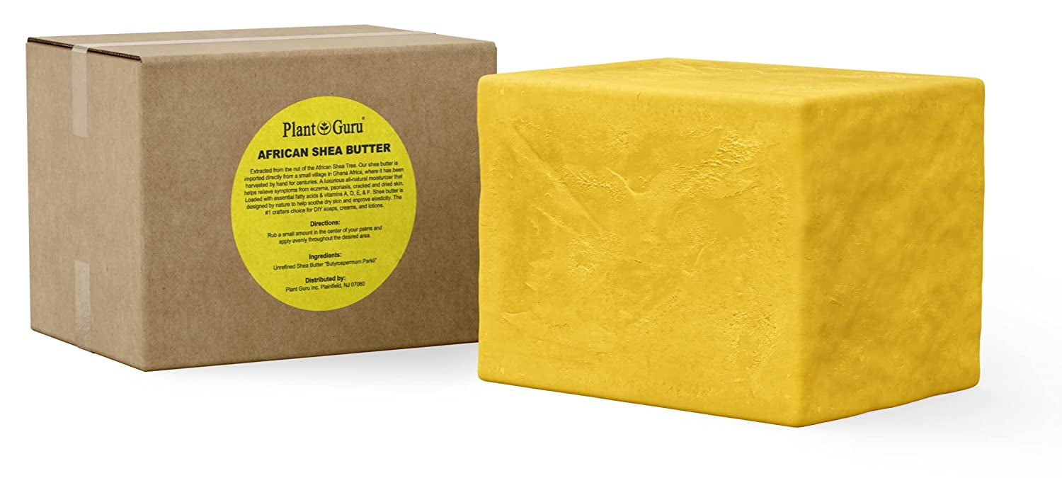 Raw African Shea Butter 5 lbs. Bulk Wholesale Block 100% Pure Natural Unrefined Organic Yellow From Ghana DIY Craft, Body, Lotion, Cream, lip Balm, Soap Making, Eczema, Psoriasis, Stretch Marks