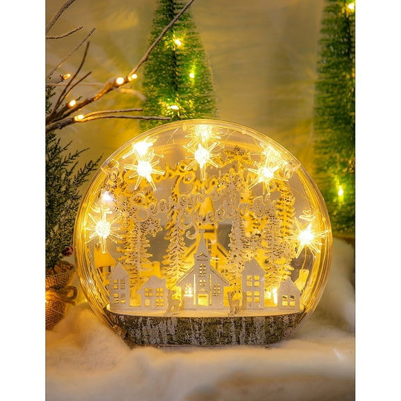 Evergreen Beautiful Christmas Season's Greetings Small Shatterproof LED Disc Table Decor - 10 x 3 x 9 Inches Indoor/Outdoor Decoration