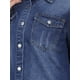 thumbnail image 5 of Chaqueta de mezclilla de mujer de gran tamaño con dobladillo deshilachado y botones, con bolsillos, color azul, 5 of 6