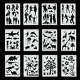 thumbnail image 5 of 12Pcs Plastic Silhouette Stencils Set Craft Learning Toys for Children Love Patterns Painting Drawing Stencils People Plants Animals Pattern, 5 of 8