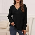 thumbnail image 6 of T-Shirt for Women Women's Fashion Long Sleeve V-Neck T-Shirt Solid Color Button Decoration Top, 6 of 8