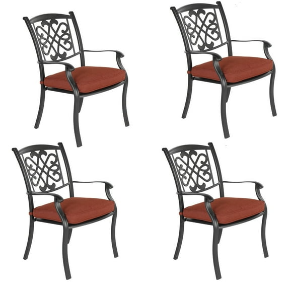 Claire and Barry ALSACE Deep Cushioned Dining Chair with Aluminum frame, All weather protection, Maroon, 1 year warranty - 4 piece set