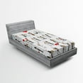 thumbnail image 1 of Ambesonne Cartoon Fitted Sheet, Couple on Clouds, Twin Size, Red Mint Green Grey, 1 of 2