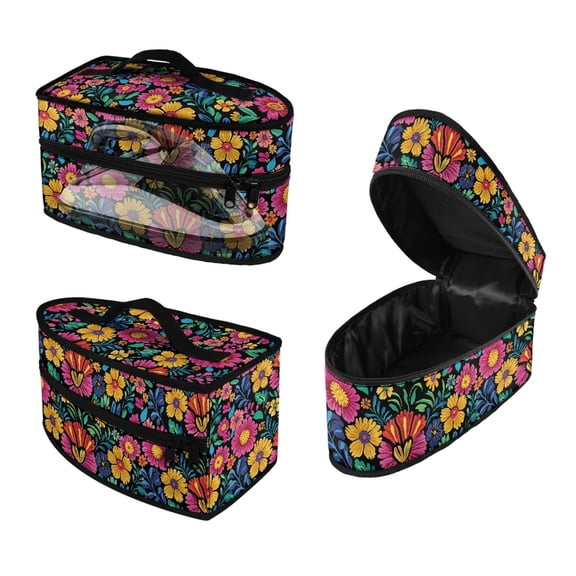 HELLHERO Flowers Pattern Steam Iron Storage Case Large Size Easy to Clean for Hair Tools(Case Only)