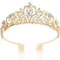 thumbnail image 1 of CHANACO Tiara y coronas doradas para mujeres y niñas – Tiara de princesa de cristal para cumpleaños, boda, Halloween, cosplay, 1 of 5