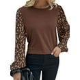 thumbnail image 4 of HUBERY Women Floral Printed Long Sleeve Crew Neck Solid Color Pullover Top, 4 of 7