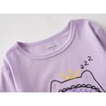 thumbnail image 2 of Topgal Purple Kittten Pajamas for Girls – Cotton Snug-Fitting Tee Shorts & Pants PJ Set Size 7, 2 of 7