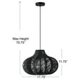 thumbnail image 2 of Creative Co-Op Boho Handwoven Paper Rope and Metal Ceiling Pendant Lamp, Black, 2 of 9