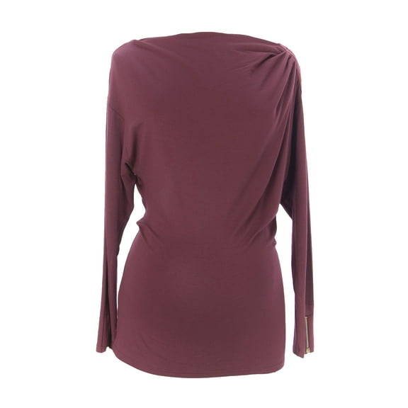 9FASHION Maternity Women's Conni Off-Shoulder Blouse, Small, Wine