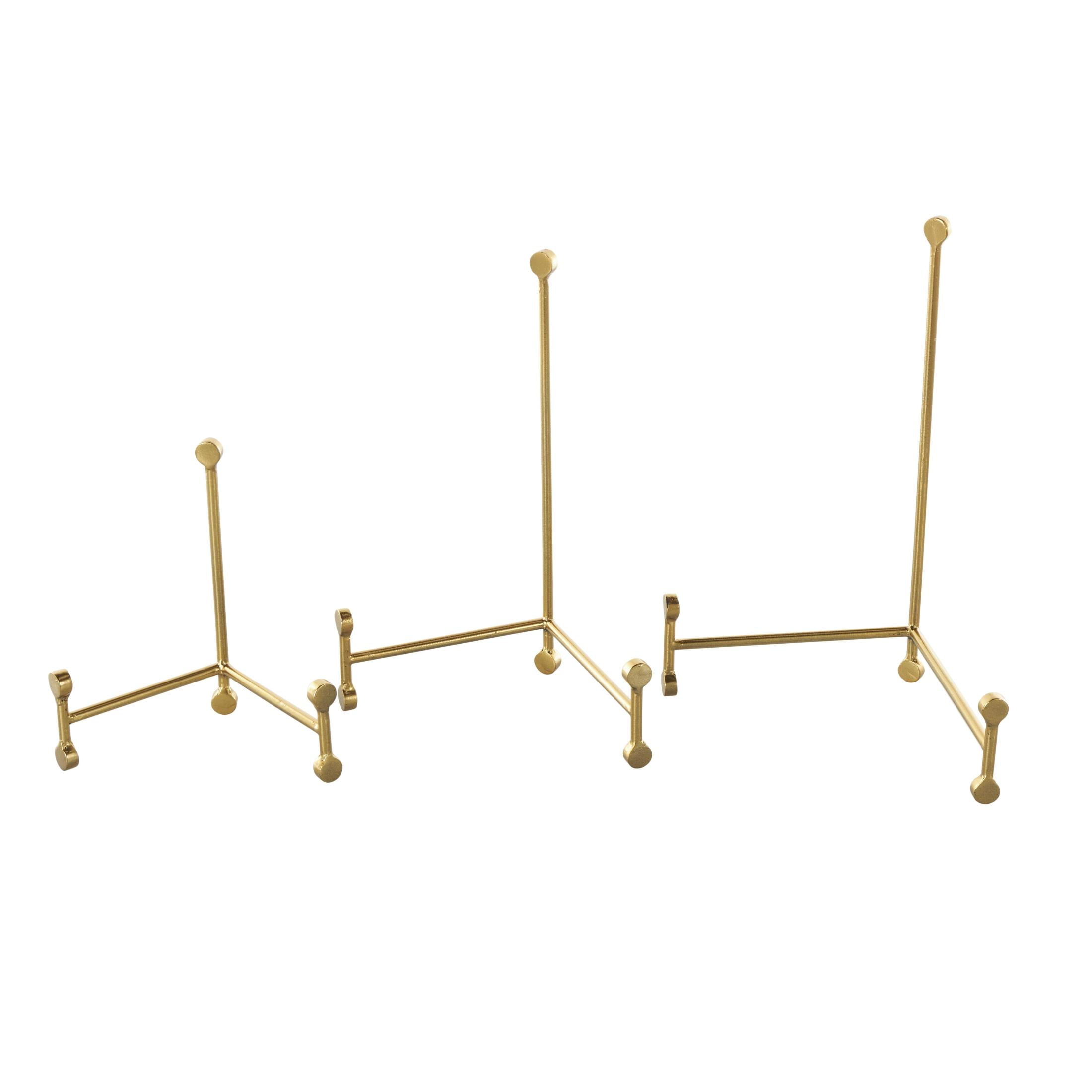 DecMode 12", 11", 7"H Gold Metal Tabletop Fixed Easel with Ball Accents, 3-Pieces