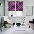 thumbnail image 3 of Dark Purple Moroccan Kitchen Curtains Window Panels, Country Abstract Quatrefoil Lattice Insulated Window Treatment Curtain, Grommet Curtains for Bedroom/Living Room/Bathroom, 2 Piece 27.5"Wx39"L, 3 of 8