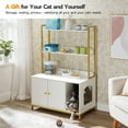 thumbnail image 2 of Large Cat Litter Box Enclosure with 2 Storage Shelves, Wooden Litter Box Furniture, Hidden Litter Box Furnitue with Scratching Pad, Sturdy and Solid, 31.5"L x 17.9"W x 47.2"H, White WD82MW01, 2 of 9